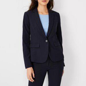 Ann Taylor | Elegant One-Button Blazer | Navy | Size 8 Tall
